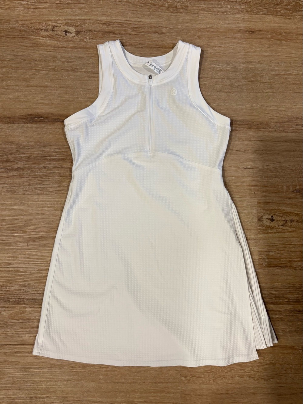 Lululemon White Grid-Texture Sleeveless Tennis Dress